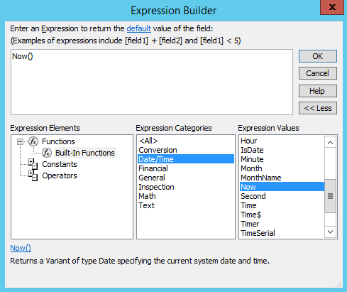 Screenshot of the Expression Builder.