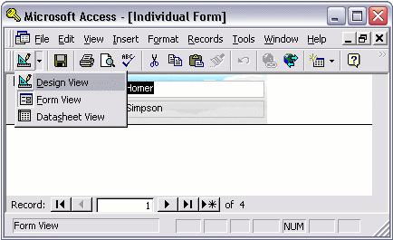 MS Access 2003: Switching to Design View