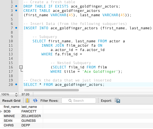 How to write subquery