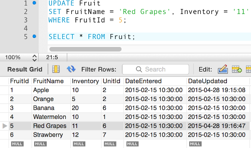 MySQL Update Data 5