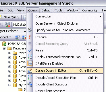 Accessing the Query Designer