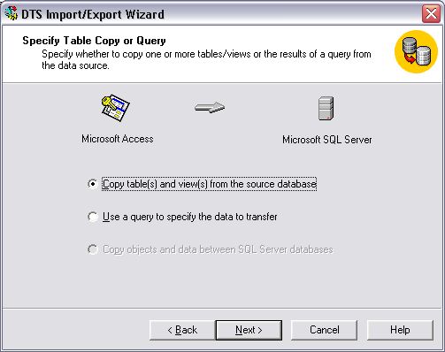 DTS Import/Export Wizard - step 5