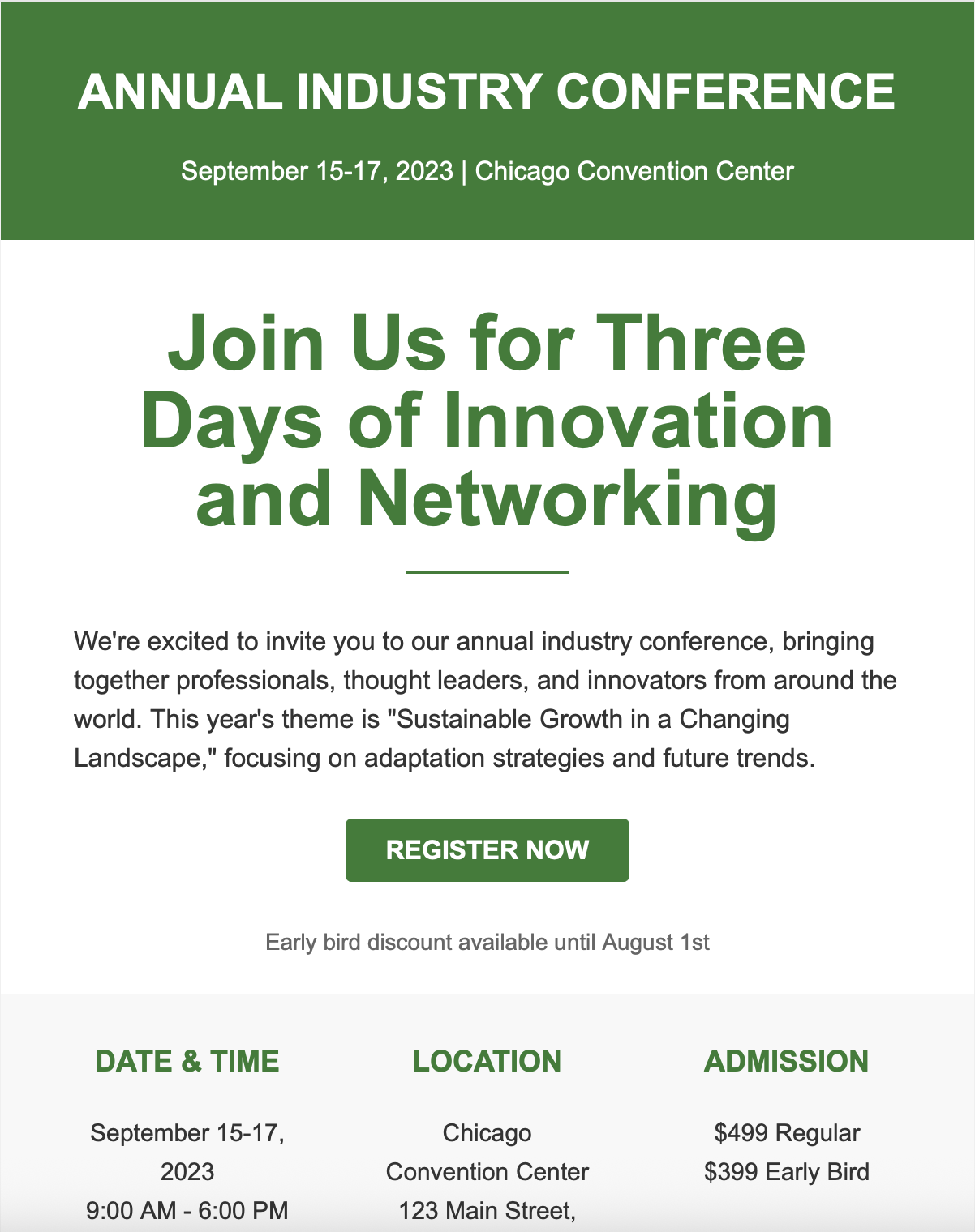 Event announcement newsletter