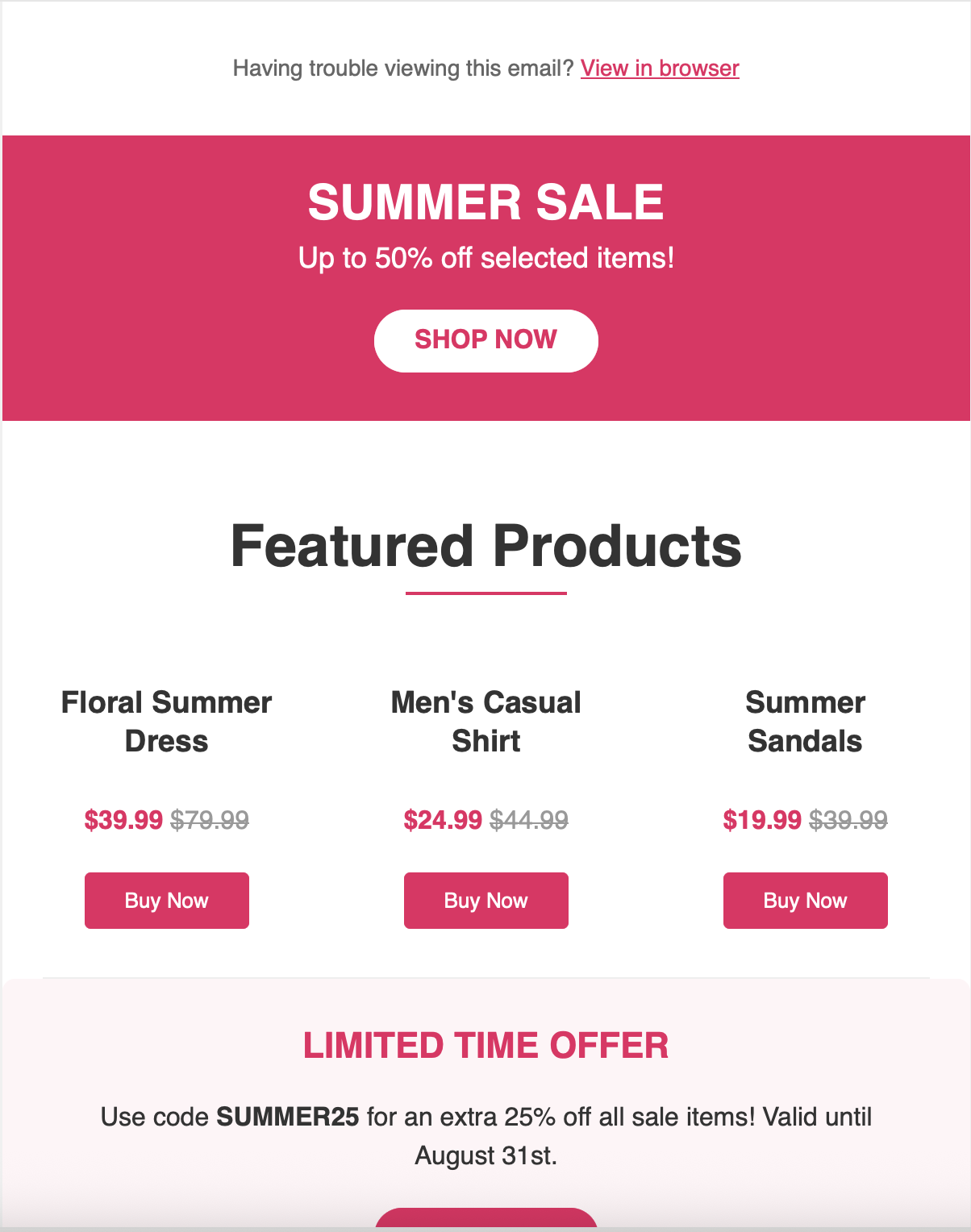 Retail promotion newsletter