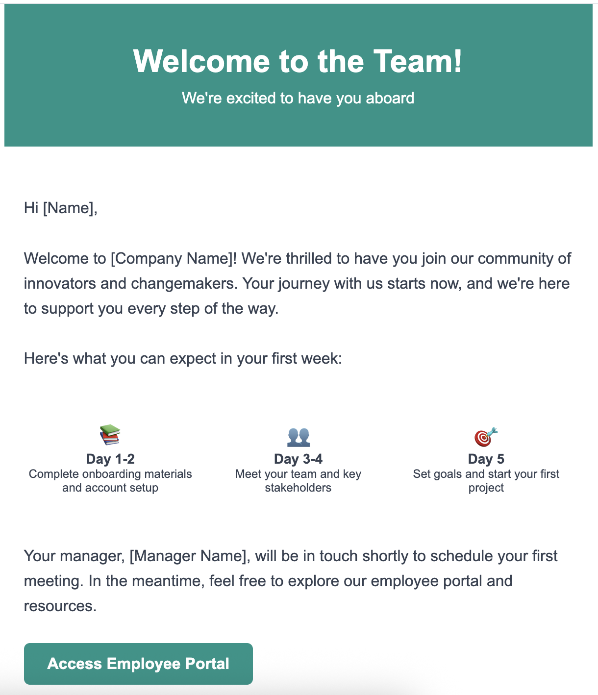 Welcome email
