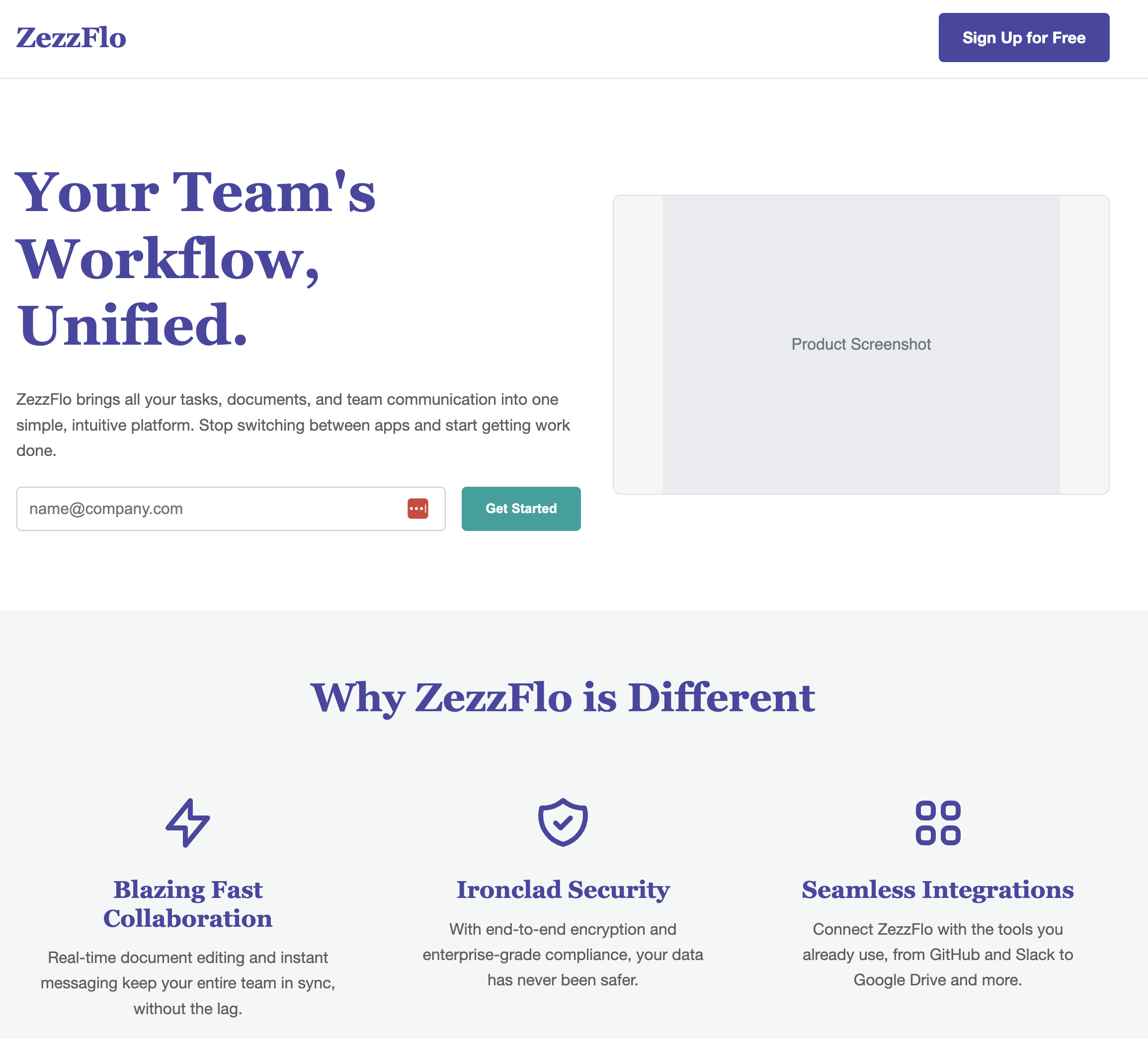 Screenshot of SaaS landing page AI prompt result