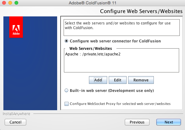 ColdFusion 11 installation screen 13