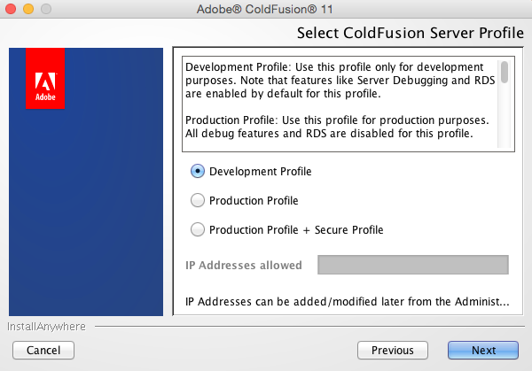 ColdFusion 11 installation screen 5
