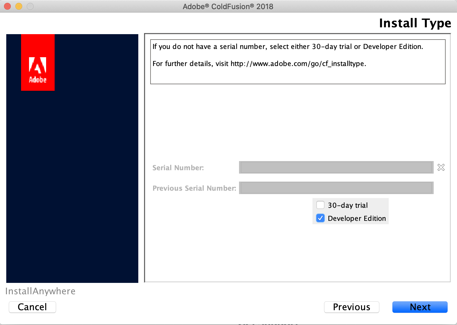 ColdFusion 2018 installation screen 3