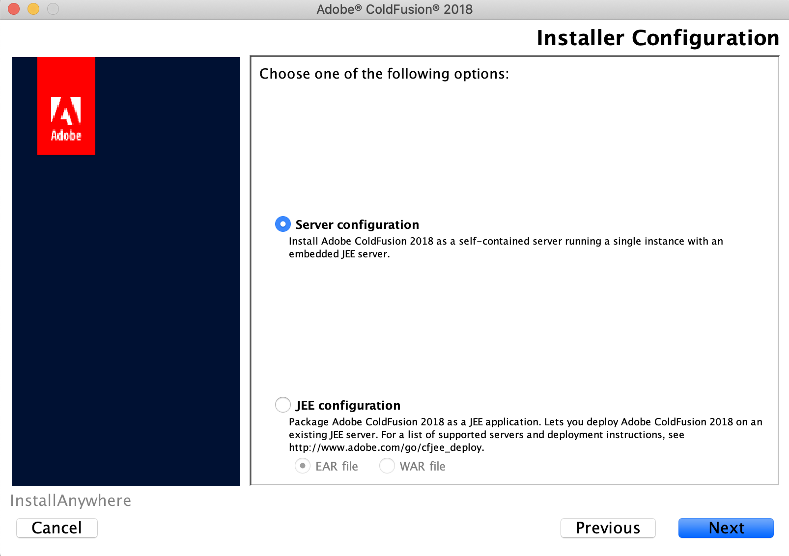 ColdFusion 2018 installation screen 4