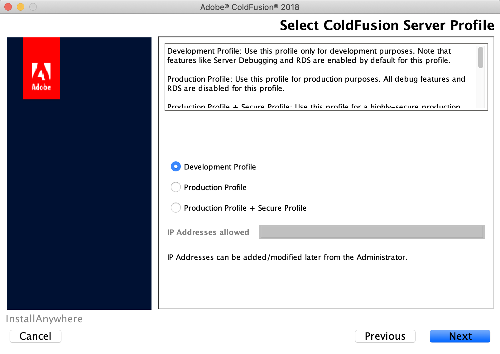ColdFusion 2018 installation screen 5