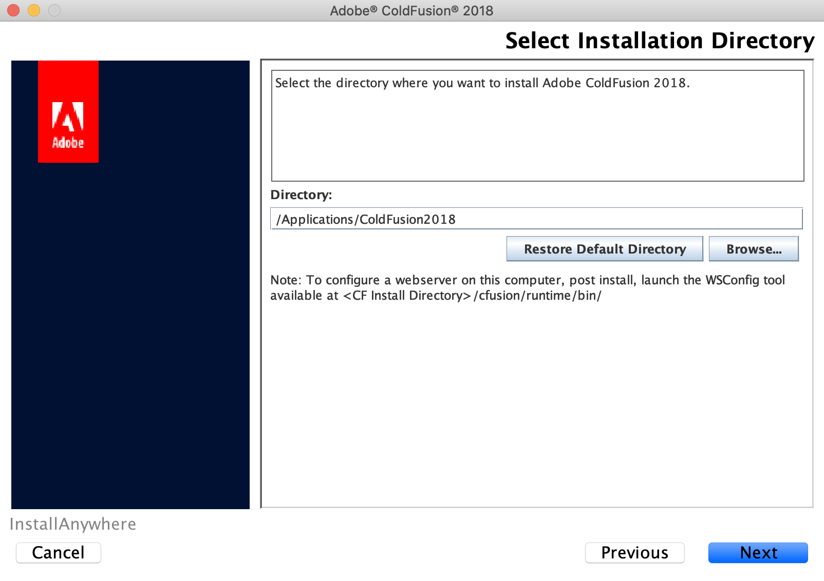 ColdFusion 2018 installation screen 7