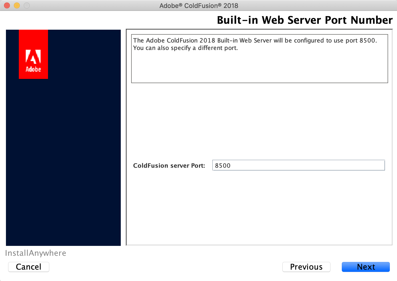 ColdFusion 2018 installation screen 8