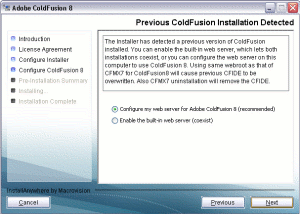 ColdFusion 8 installation screen 10