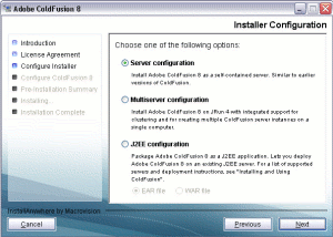 ColdFusion 8 installation screen 5