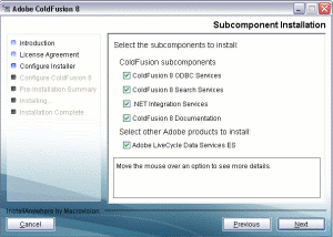 ColdFusion 8 installation screen 6