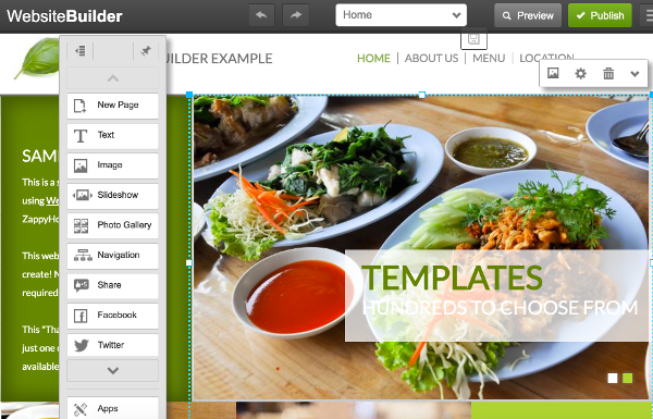 Screenshot of a website builder