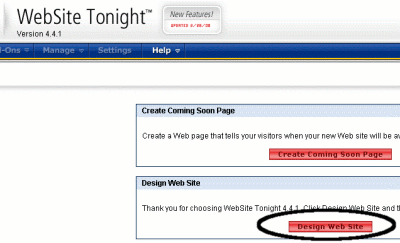 Website Tonight screenshot - creating your website