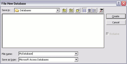 MS Access 2003: Creating a new database in Access - step 3