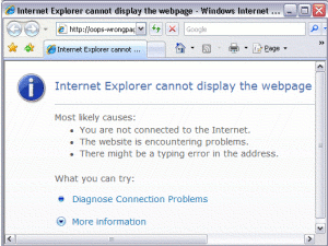 Sample browser DNS error page