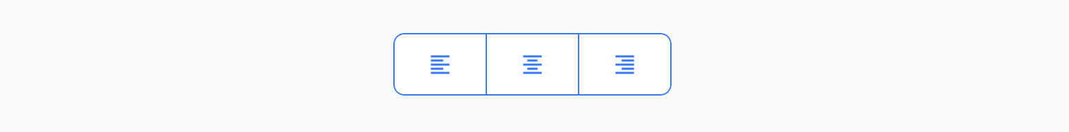 Screenshot of several buttons joined together as a single control group.