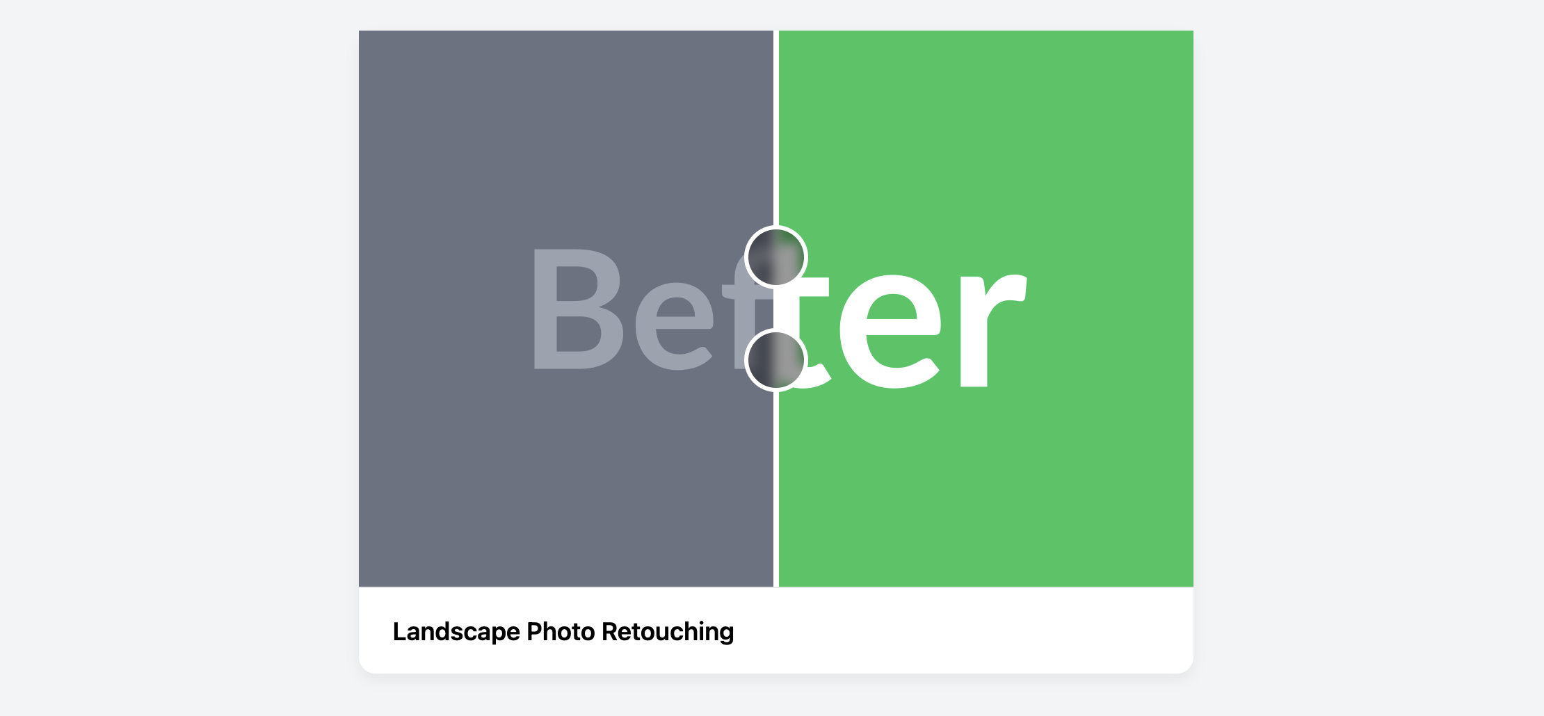 Screenshot of a before and after image comparison card.
