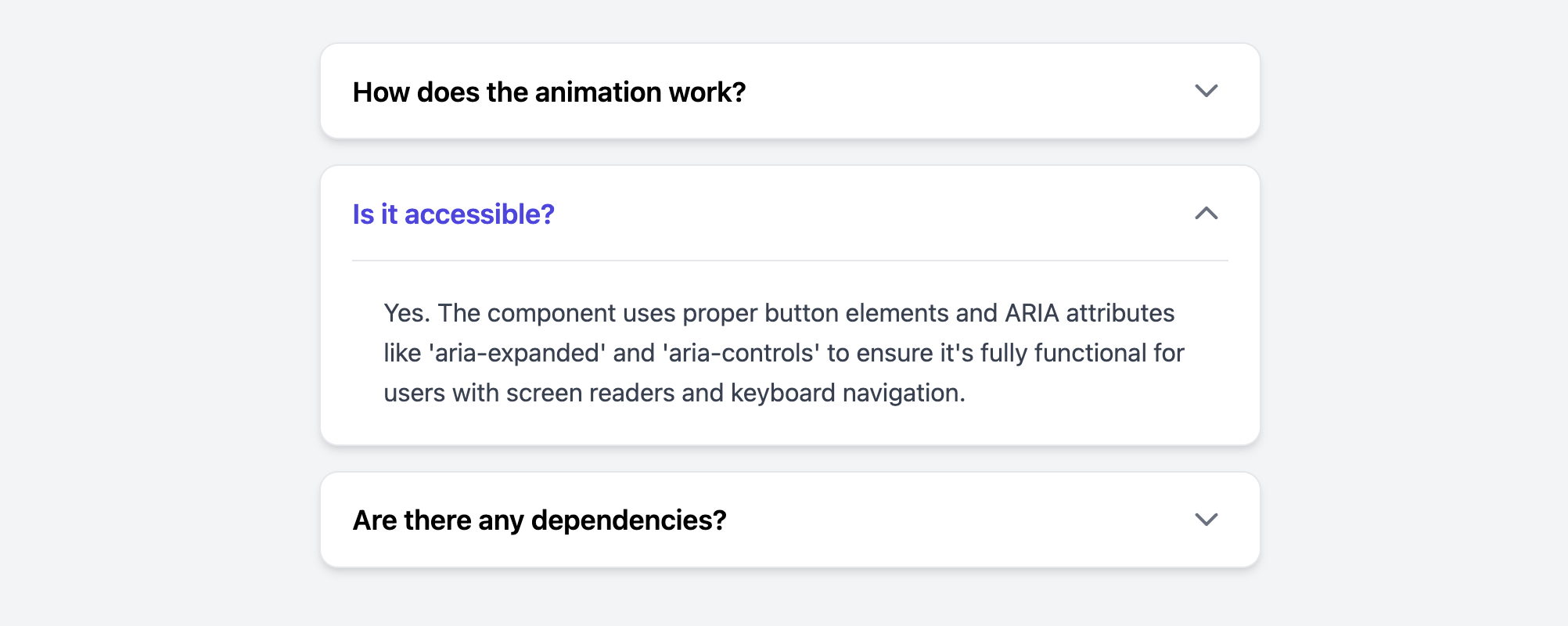 Screenshot of a card with an expand and collapse toggle button.