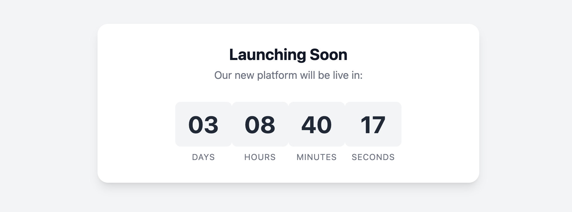 Screenshot of a card with a live countdown timer.