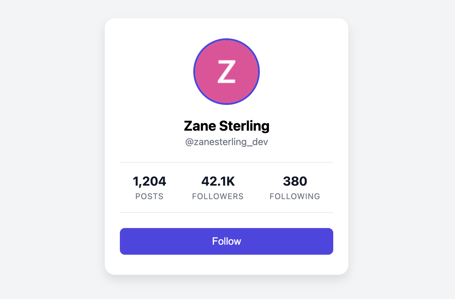 Screenshot of a summary card showing follower and following counts.