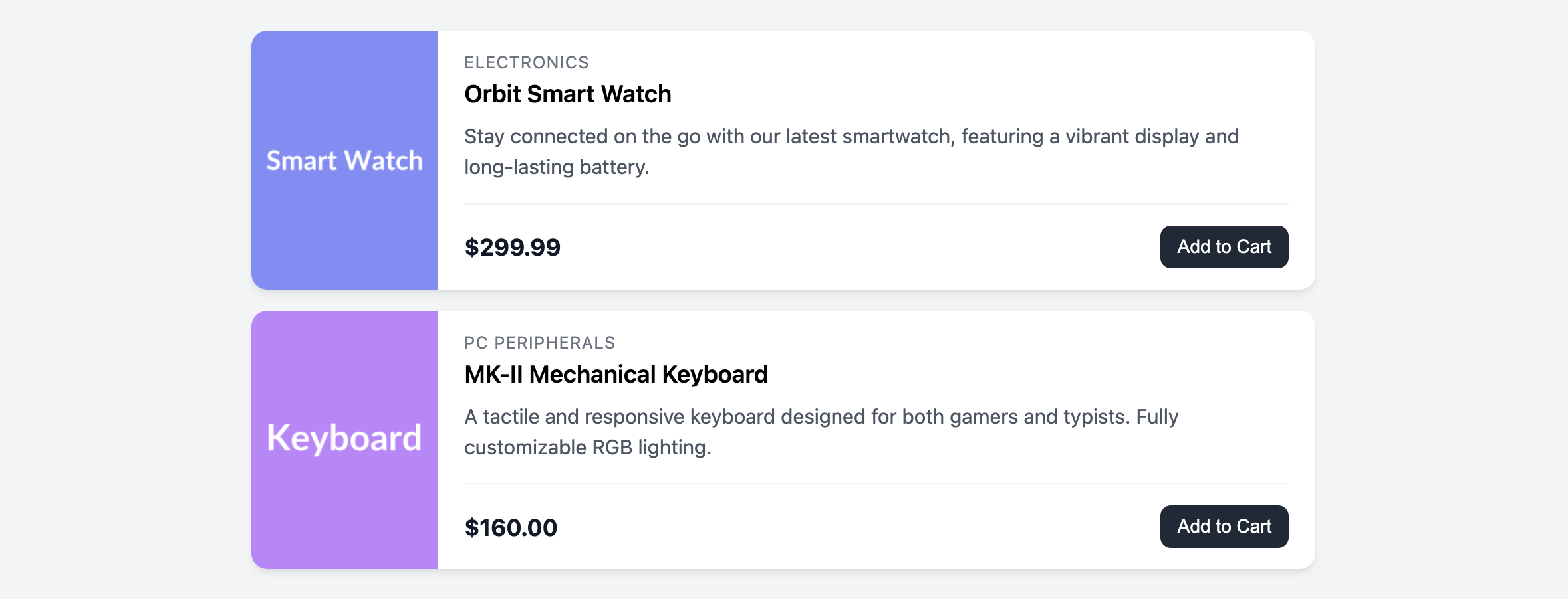Screenshot of a horizontal product card for list view layouts.