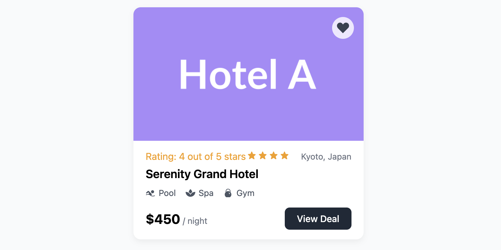 Screenshot of a hotel or accommodation booking card.