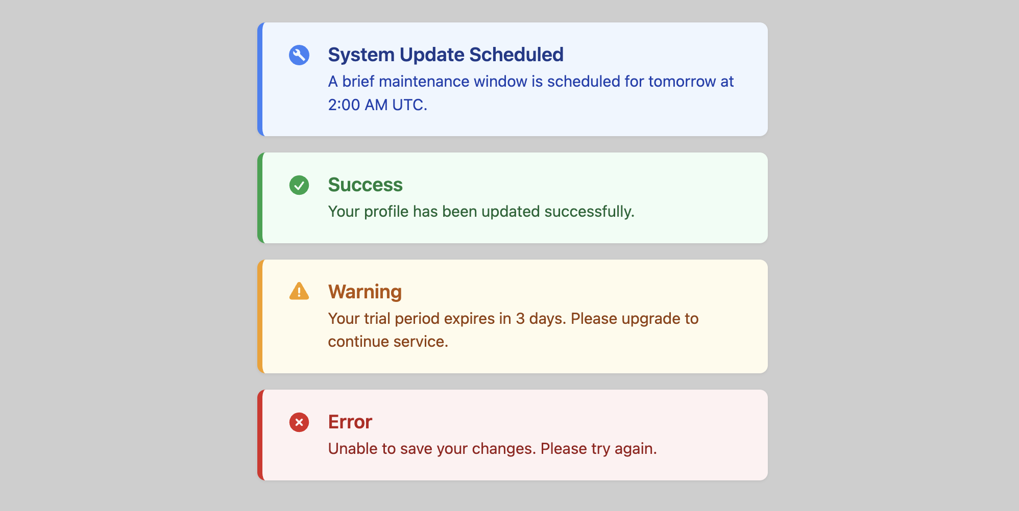 Screenshot of a user notification card.