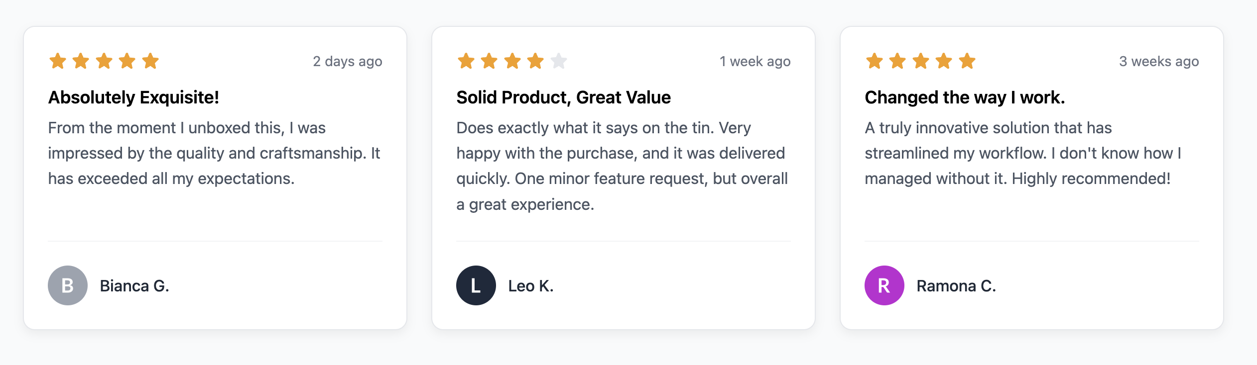 Screenshot of a product Review Card with a star rating display.