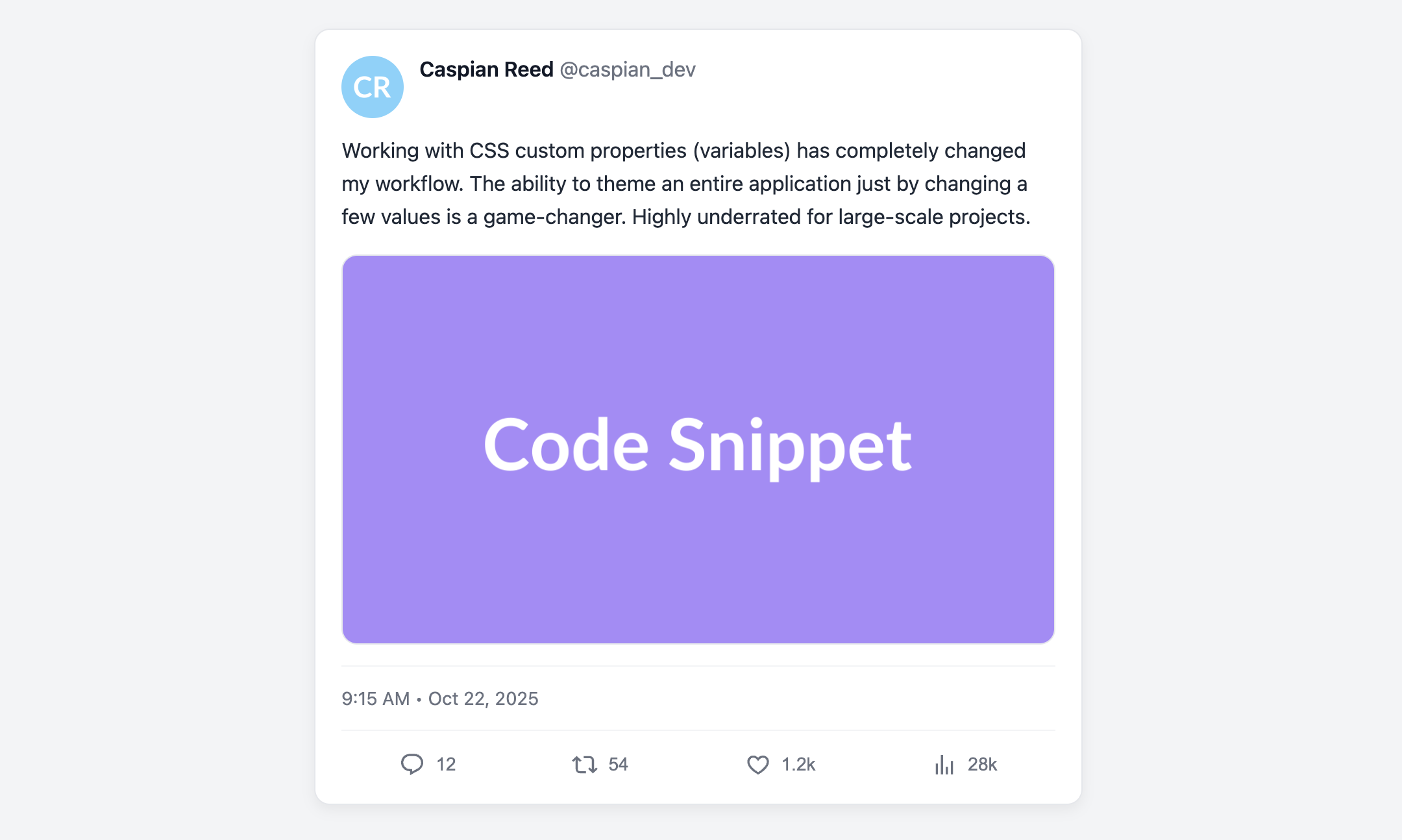 Screenshot of a social media card designed to look like a tweet.