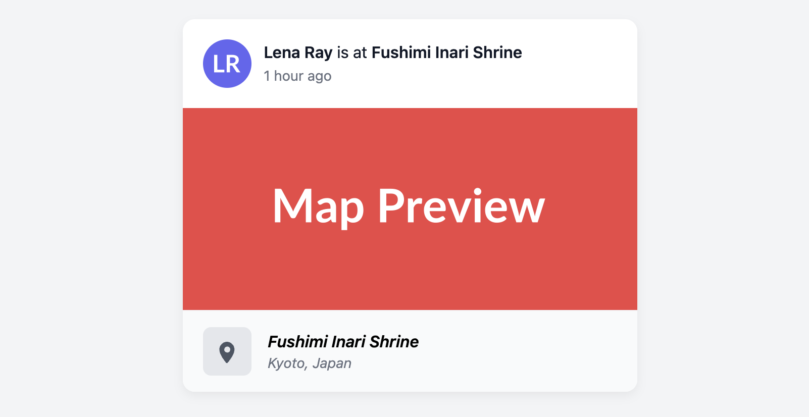 Screenshot of a user check-in card showing a location.