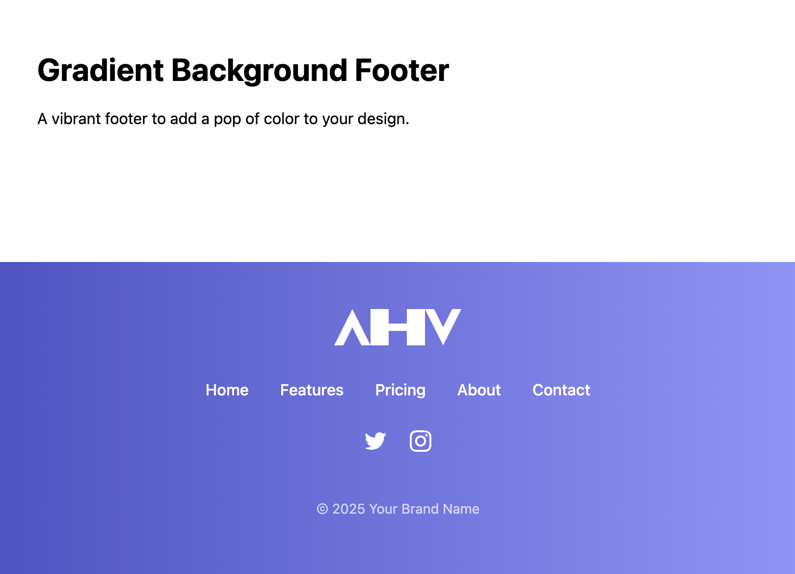 Screenshot of a footer with a colorful gradient background.
