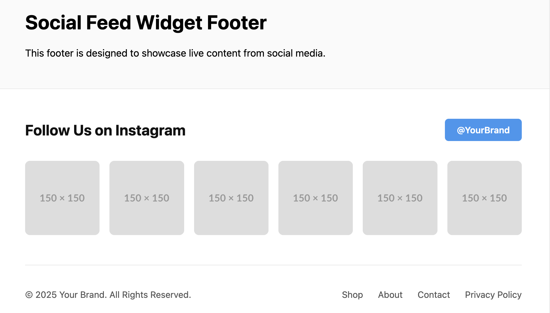 Screenshot of a footer with an embedded social media feed.