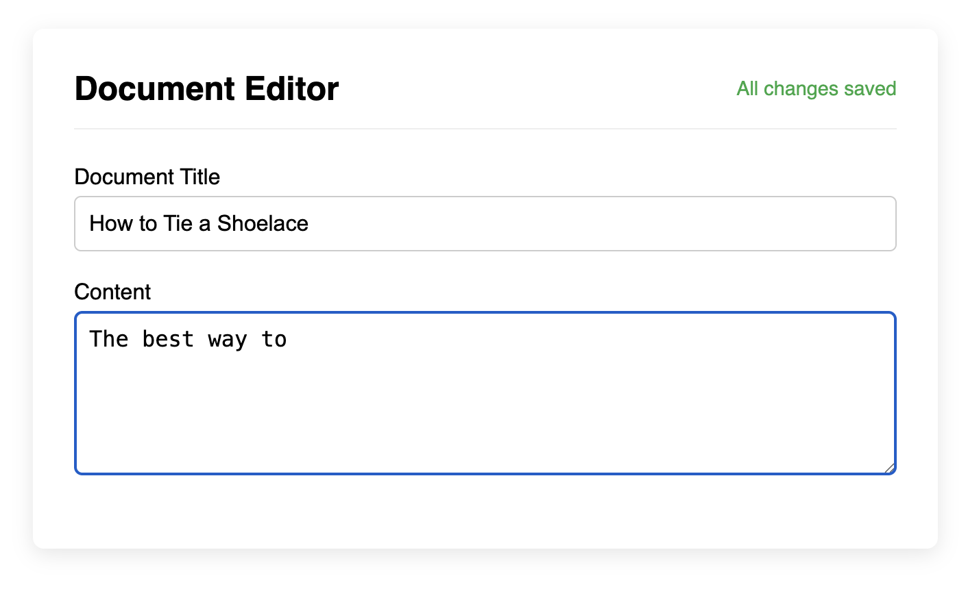 Screenshot of a form with an auto-saving indicator.