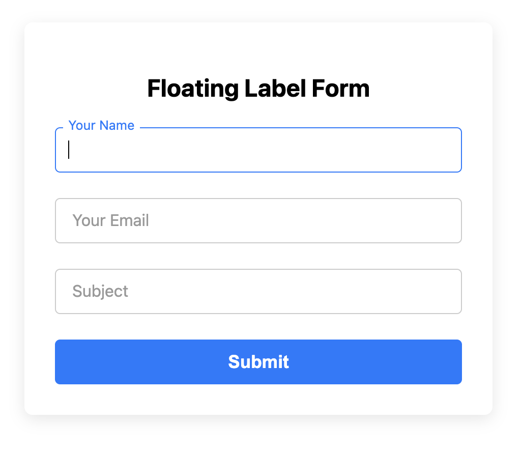 Screenshot of a form with floating labels.