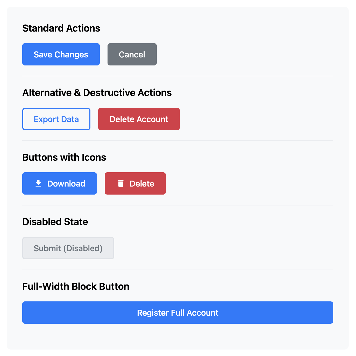 Screenshot of a collection of custom button styles.