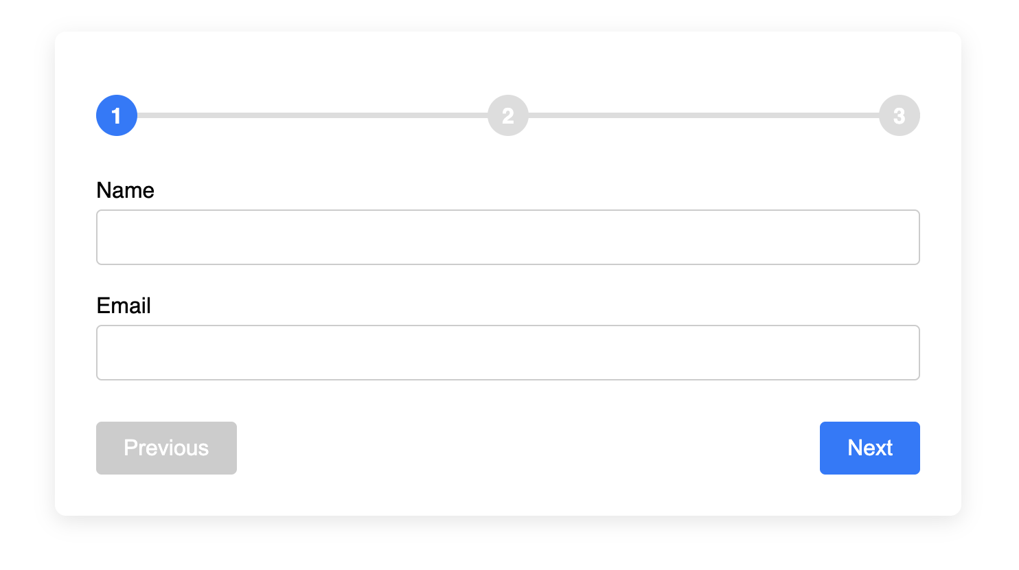 Screenshot of a multi-step form with a progress bar.