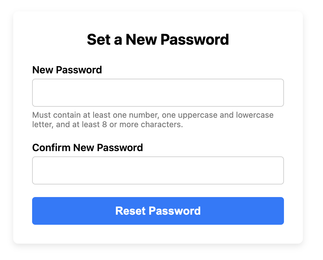 Screenshot of a password reset form.