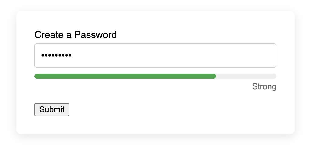 Screenshot of a password strength meter.