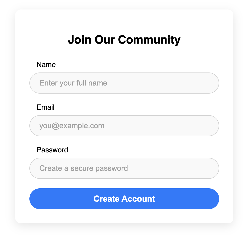 Screenshot of a form with pill-shaped inputs.