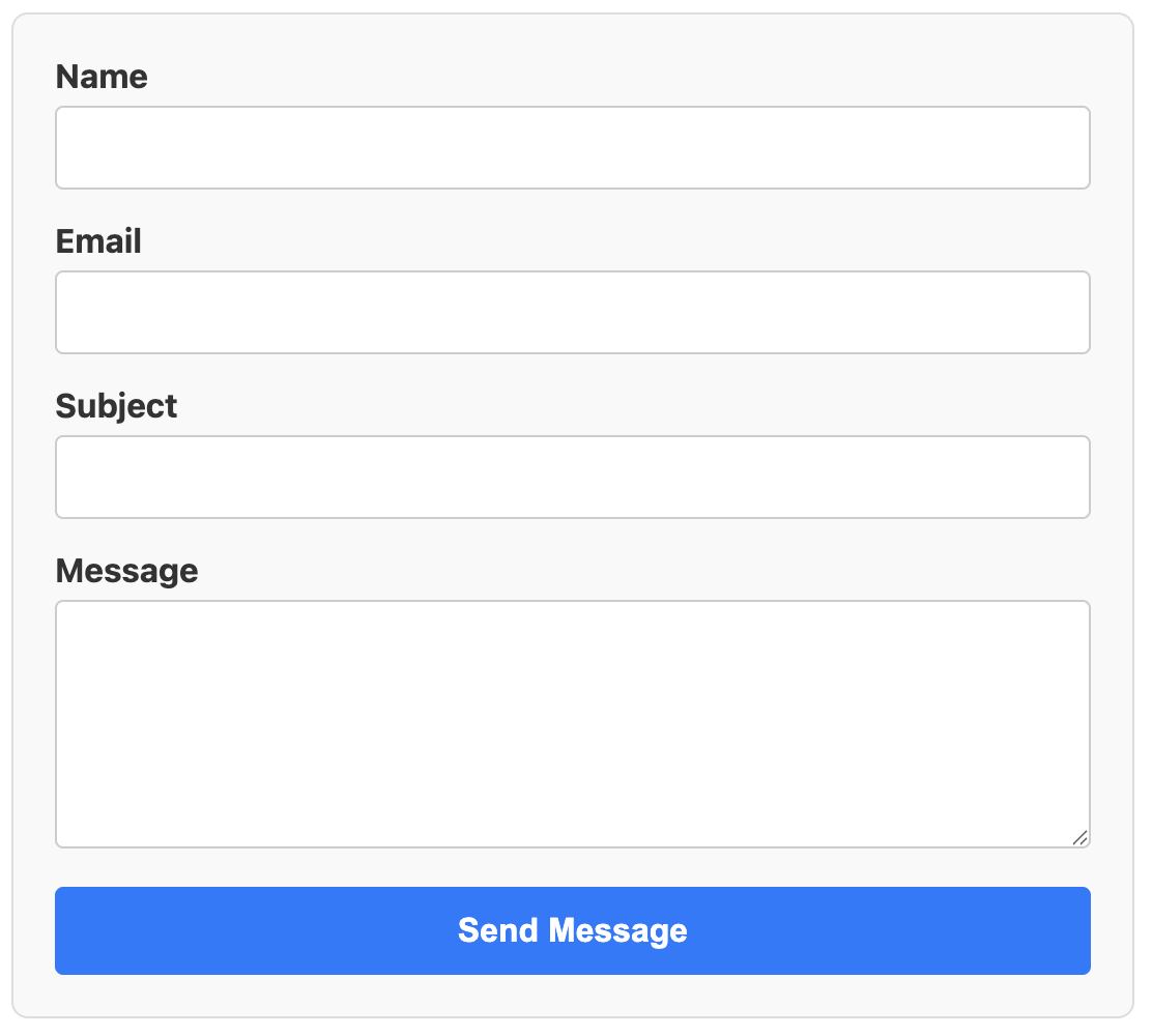 Screenshot of a simple contact form.