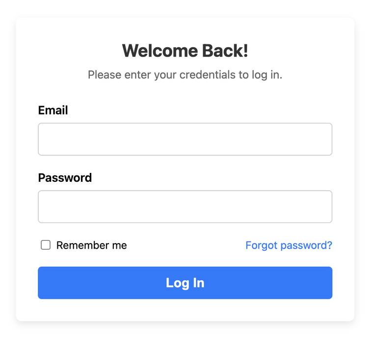 Screenshot of a clean login form with email, password, and a login button.