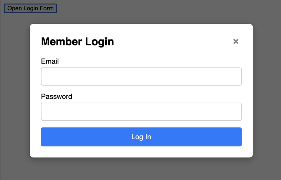 Screenshot of a form inside a modal popup.