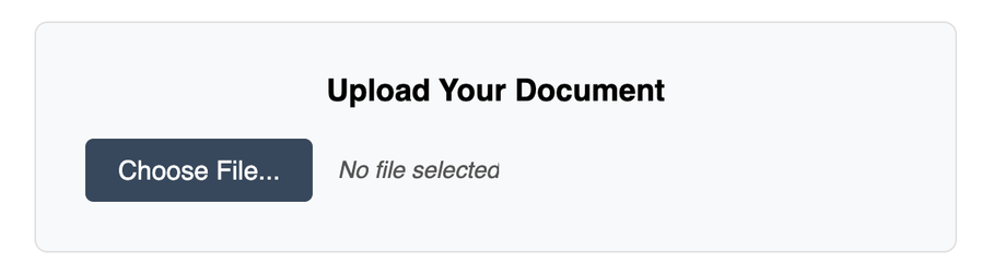 Screenshot showing a custom-styled 'Choose File' button with the name of a selected file displayed next to it.
