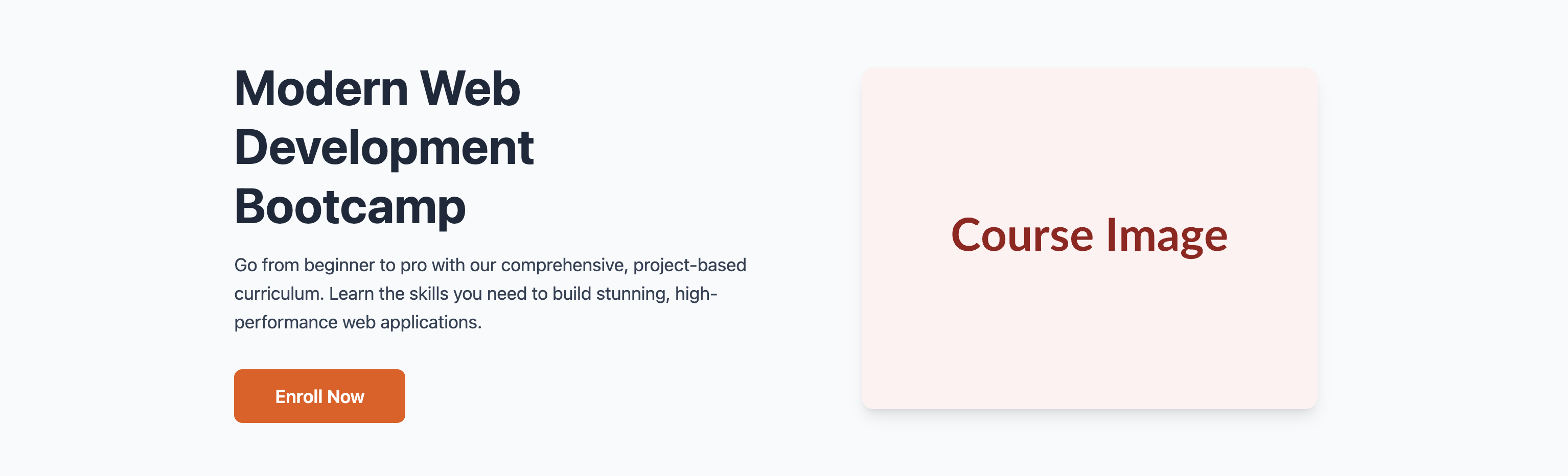 Screenshot of a hero section for an online course, with an introductory image and description.