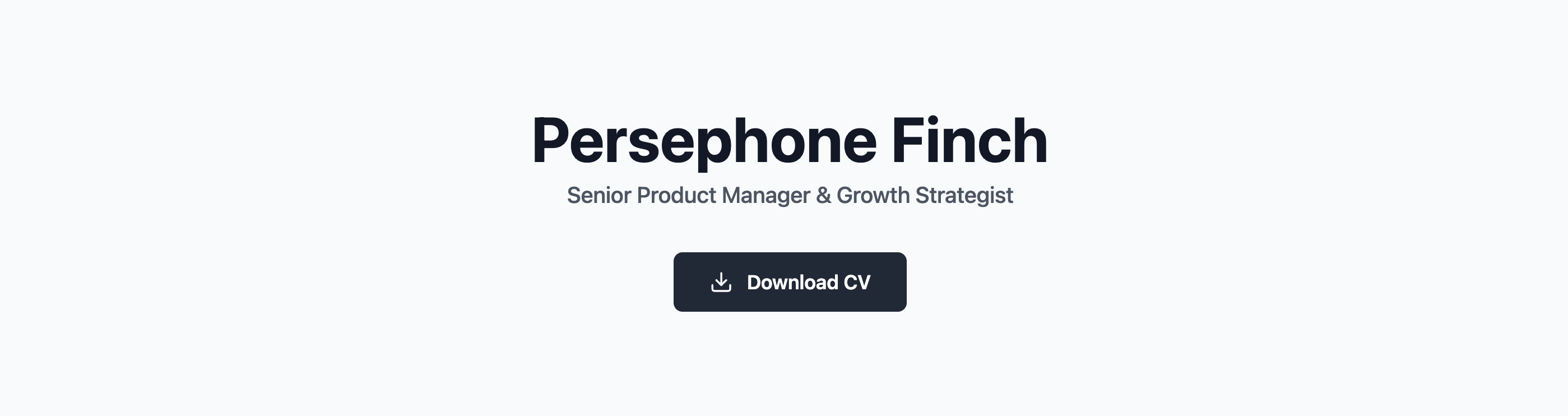 Screenshot of a hero section with a primary call-to-action to download a CV or resume.